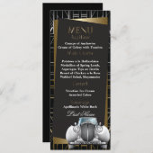 Classic Gatsby Deco White Limo Wedding Menu (Voorkant / Achterkant)