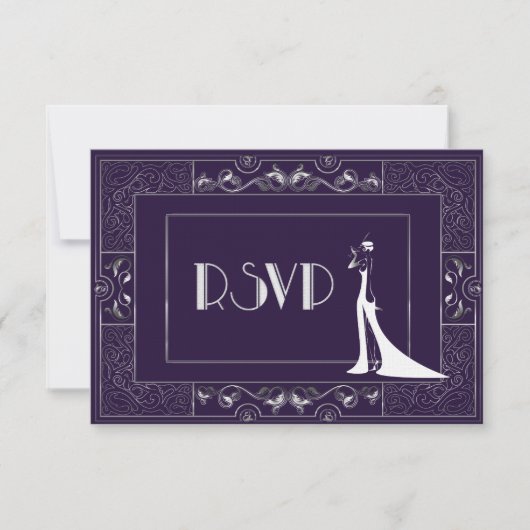 Classic Gatsby Style nieuwe RSVP2 Manuela RSVP Kaartje (Voorkant)