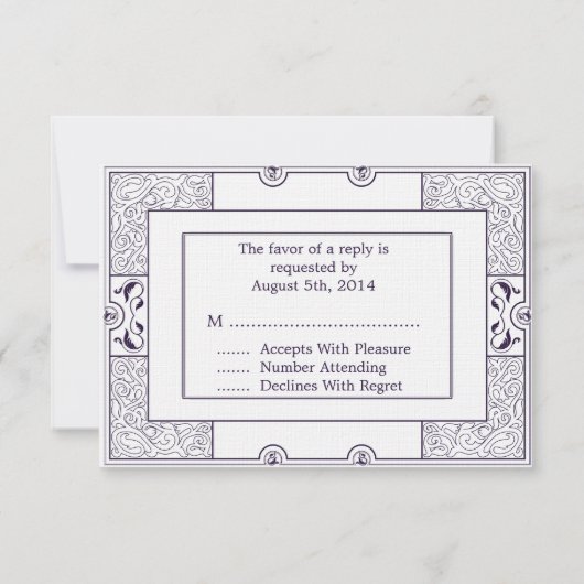 Classic Gatsby Style nieuwe RSVP2 Manuela RSVP Kaartje (Achterkant)