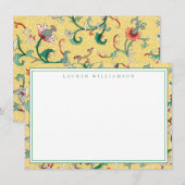 Classic Geel en Groen Chinoiserie Note Kaart Notitiekaartje (Voorkant / Achterkant)
