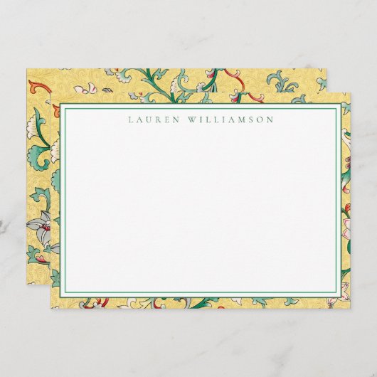 Classic Geel en Groen Chinoiserie Note Kaart Notitiekaartje (Voorkant / Achterkant)