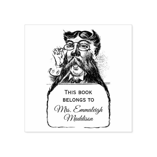 Classic Gent Bibliothecaris  snor Man Rubberstempel (Afrduk)