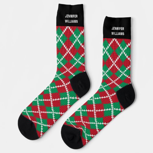 Classic Gepersonaliseerd Argyle Kerst Sokken (Links)