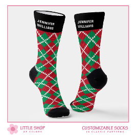Classic Gepersonaliseerd Argyle Kerst Sokken