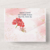 Classic Geranium Garden Flowers Waterverf All In One Uitnodiging (Achterkant)