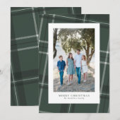 Classic geruite lijst groene foto feestdagenkaart (Voorkant / Achterkant)