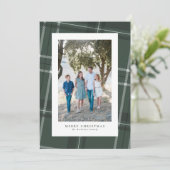 Classic geruite lijst groene foto feestdagenkaart (Staand voorkant)