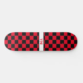 Classic Geruite Zwart en Rood Naam Initialen Persoonlijk Skateboard (Horizontaal)