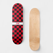 Classic Geruite Zwart en Rood Naam Initialen Persoonlijk Skateboard (Voorkant)