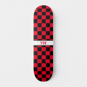 Classic Geruite Zwart en Rood Naam Initialen Persoonlijk Skateboard (Voorkant)