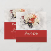 Classic geschilderd Roos Save the Date (Voorkant / Achterkant)