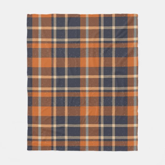 Classic Gezellig Herfst Blauw en Sinaasappel Plaid Fleece Deken (Voorkant)
