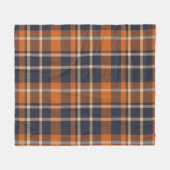 Classic Gezellig Herfst Blauw en Sinaasappel Plaid Fleece Deken (Voorkant (Horizontaal))