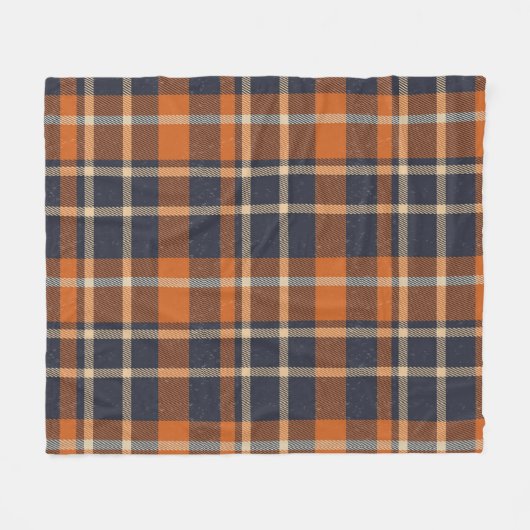 Classic Gezellig Herfst Blauw en Sinaasappel Plaid Fleece Deken (Voorkant (Horizontaal))