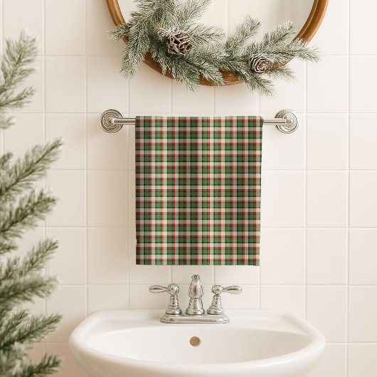 Classic Gift Towel Red Green Plaid for Christmas Bad Handdoek