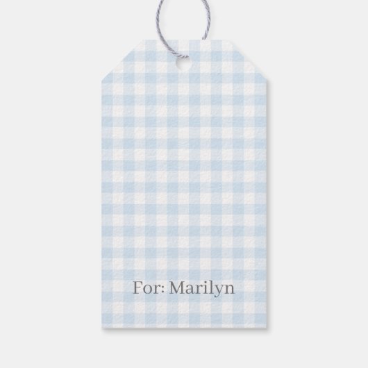 Classic Gingham Baby Blauw Cadeaulabel (Achterkant)