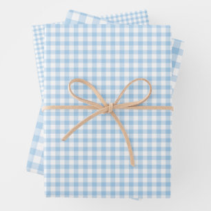 Classic Gingham Baby Blauw Inpakpapier Vel