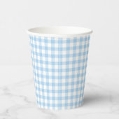 Classic Gingham Baby Blauw Papieren Bekers (Rechts)