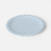 Classic Gingham Baby Blauw Papieren Bordje (Gekanteld)