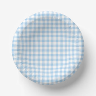 Classic Gingham Baby Blauw Papieren Kommen