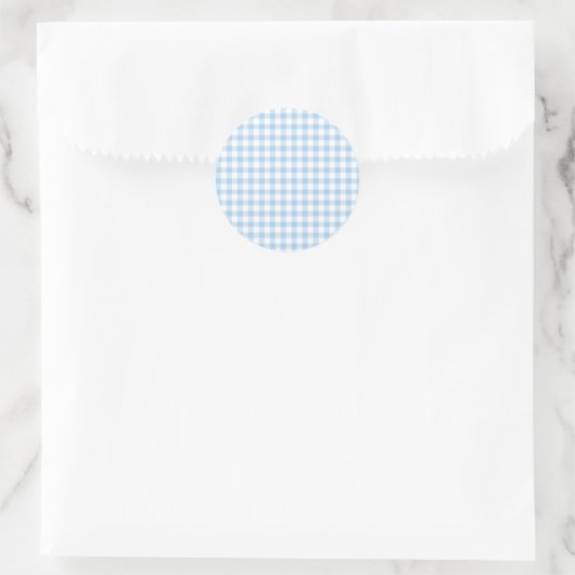 Classic Gingham Baby Blue Ronde Sticker (Tas)