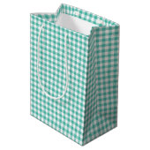 Classic Gingham Bluegrass Green Medium Gift Bag Cadeauzakje (Achterkant Gekanteld)