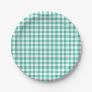 Classic Gingham Bluegrass Green Papieren Bordje