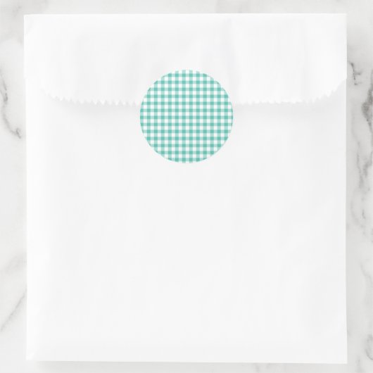 Classic Gingham Bluegrass Green Ronde Sticker (Tas)