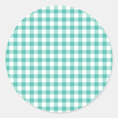 Classic Gingham Bluegrass Green Ronde Sticker (Voorkant)