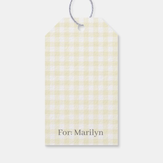 Classic Gingham Butter Yellow Cadeaulabel (Achterkant)