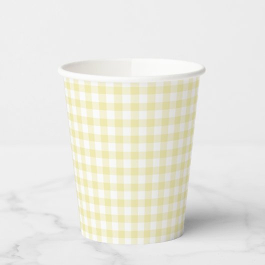 Classic Gingham Butter Yellow Papieren Bekers (Links)