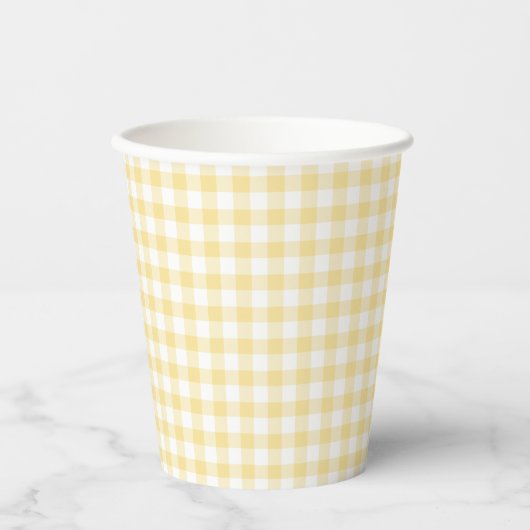 Classic Gingham Canary Yellow Papieren Bekers (Voorkant)