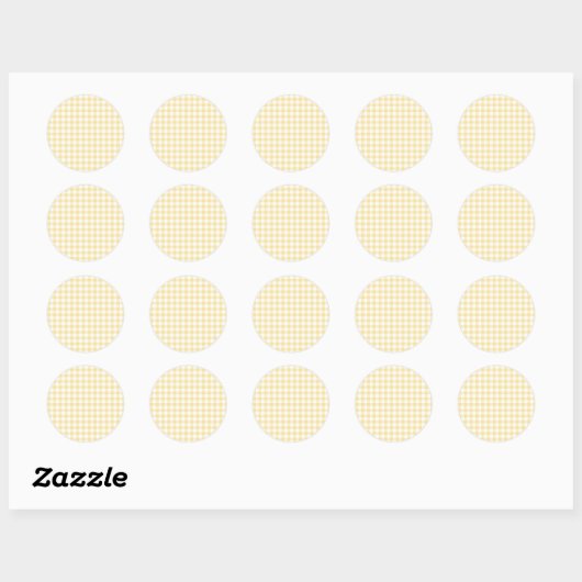Classic Gingham Canary Yellow Ronde Sticker (Vel)