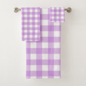 Classic Gingham Check Pset Patroon Lila Bad Handdoek (Insitu)
