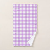 Classic Gingham Check Pset Patroon Lila Bad Handdoek (Handdoek)