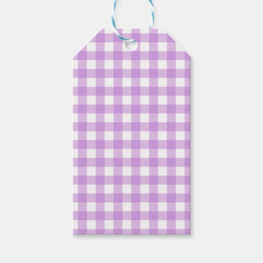 Classic Gingham Check Pset Patroon Lila Cadeaulabel (Voorkant)
