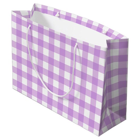 Classic Gingham Check Pset Patroon Lila Groot Cadeauzakje (Achterkant Gekanteld)