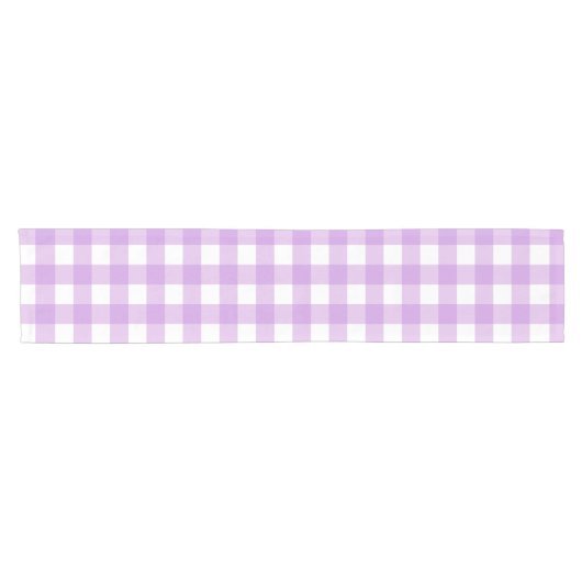 Classic Gingham Check Pset Patroon Lila Korte Tafelloper (Horizontaal)