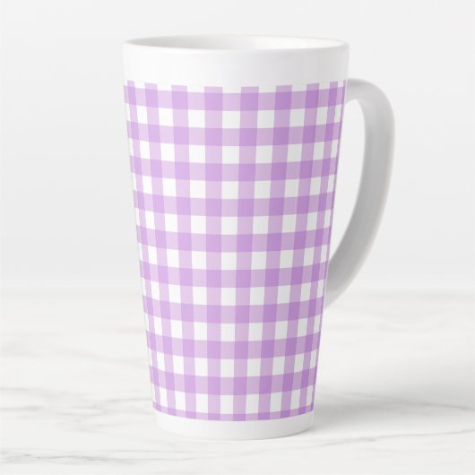 Classic Gingham Check Pset Patroon Lila Latte Mok (Rechterhoek)