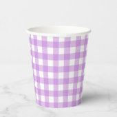 Classic Gingham Check Pset Patroon Lila Papieren Bekers (Rechts)