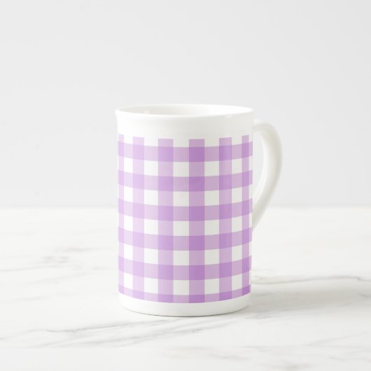 Classic Gingham Check Pset Patroon Lila Porselein Kop (Voorkant rechts)