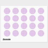 Classic Gingham Check Pset Patroon Lila Ronde Sticker (Vel)