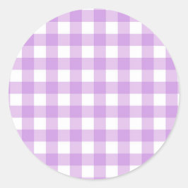 Classic Gingham Check Pset Patroon Lila Ronde Sticker