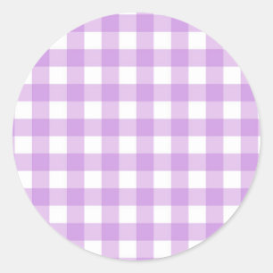 Classic Gingham Check Pset Patroon Lila Ronde Sticker