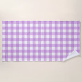 Classic Gingham Check Pset Patroon Lila Strandlaken (Voorkant)
