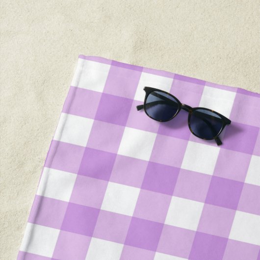 Classic Gingham Check Pset Patroon Lila Strandlaken (In situ)