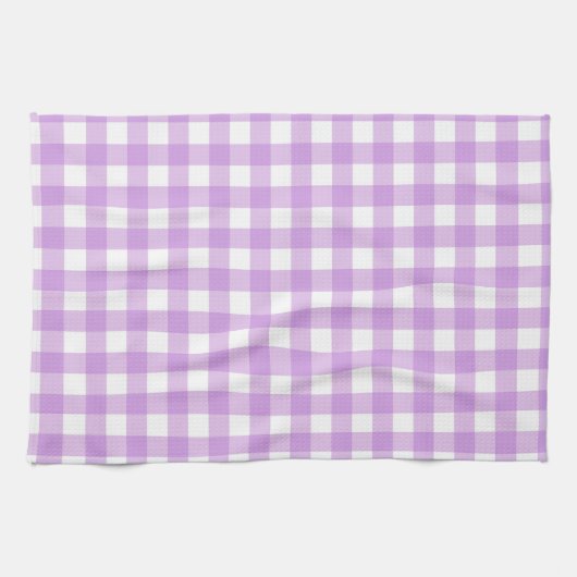 Classic Gingham Check Pset Patroon Lila Theedoek (Horizontaal)