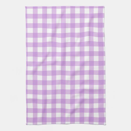 Classic Gingham Check Pset Patroon Lila Theedoek (Verticaal)