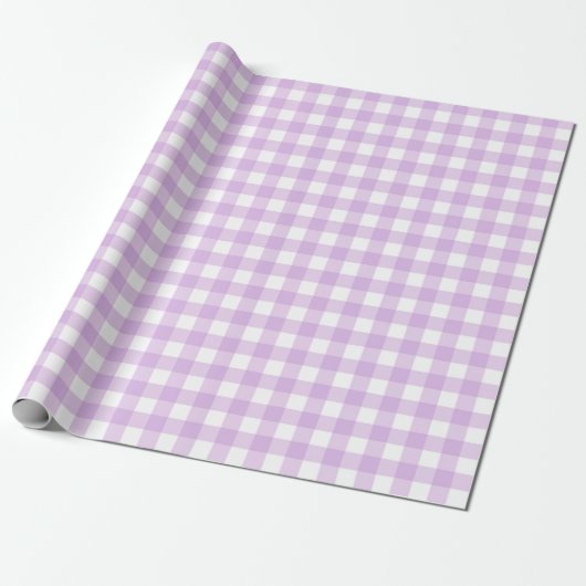 Classic Gingham Check Pset Pattern Pastel Lila Cadeaupapier (Uitgerold)