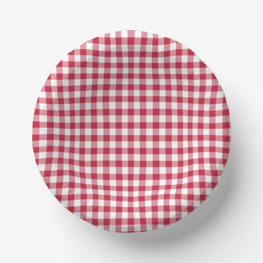 Classic Gingham Cherry Red Papieren Kommen (Voorkant)